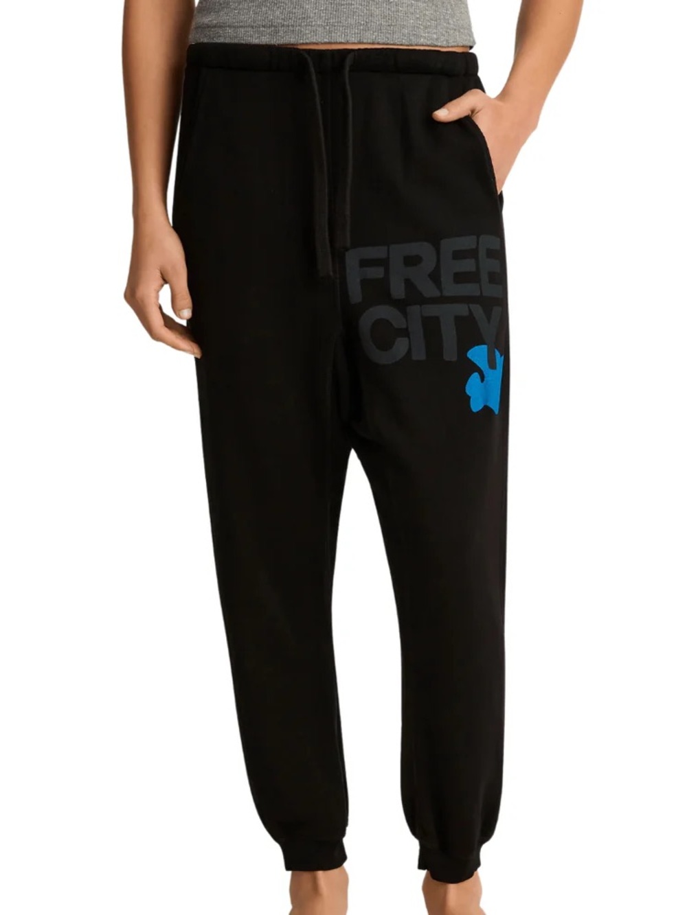Free city SUPERFLUFF POCKET LUX SWEATPANT IN SUPERBLACK